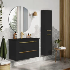 Atlantic kolomkast Stella Mat Zwart -Badkamerartikelen Winkel 123 1042