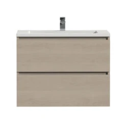 Tiger Karlo Badkamermeubel 80 Cm Naturel Eiken Met Wastafel Hoogglans Wit -Badkamerartikelen Winkel 123 1186