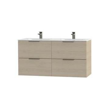 Tiger Badkamermeubel Studio 120cm Naturel Eik/wit Met Platte RVS Greep 5 Tiger Badkamermeubel Studio 120cm Naturel Eik/wit Met Platte RVS Greep - Afbeelding 3