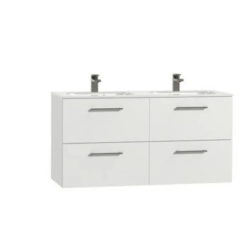 Tiger Badkamermeubel Studio 120cm Hoogglans Wit Met Ronde RVS Greep 4 Tiger Badkamermeubel Studio 120cm Hoogglans Wit Met Ronde RVS Greep - Afbeelding 2