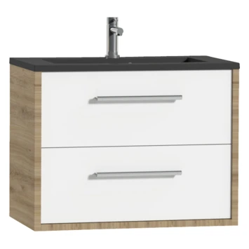 Tiger Badkamermeubel Boston 80cm Chalet Eik/matzwart Met Grepen Chroom 4 Tiger Badkamermeubel Boston 80cm Chalet Eik/matzwart Met Grepen Chroom - Afbeelding 2