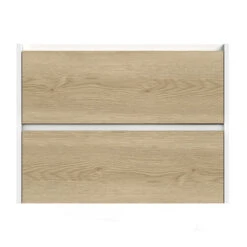 Tiger Reverse Meubelset 80 Cm Met 2 Lades Naturel Eik / Mat Wit Inclusief Quadro Wastafel Hoogglans Wit -Badkamerartikelen Winkel 123 1242