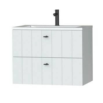 Tiger Maryport Badkamermeubelset 80 Cm Mat Wit Met Wit Glanzende Polybeton Wastafel En Matzwarte Grepen 3 Tiger Maryport Badkamermeubelset 80 Cm Mat Wit Met Wit Glanzende Polybeton Wastafel En Matzwarte Grepen