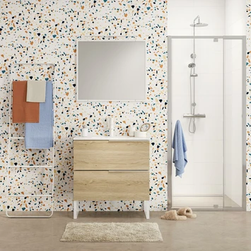 Tiger Badmeubelset Pocket 80 Cm Met 2 Lades Naturel Eik Incl. Looppoten 4 Tiger Badmeubelset Pocket 80 Cm Met 2 Lades Naturel Eik Incl. Looppoten - Afbeelding 2