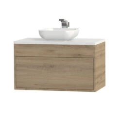 Tiger Helsinki Badkamermeubel 80 Cm Chalet Eiken Met Waskom -Badkamerartikelen Winkel 123 1316