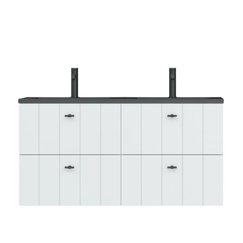 Tiger Maryport Badkamermeubelset 120 Cm Mat Wit Met Matzwarte Polybeton Wastafel En Matzwarte Grepen 4 Tiger Maryport Badkamermeubelset 120 Cm Mat Wit Met Matzwarte Polybeton Wastafel En Matzwarte Grepen - Afbeelding 2