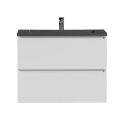 Tiger Karlo Badkamermeubel 80 Cm Hoogglans Wit Met Wastafel Zwart Blad -Badkamerartikelen Winkel 123 1382