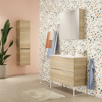 Tiger Badmeubelset Pocket 100 Cm Met 2 Lades Naturel Eik Incl. Looppoten 4 Tiger Badmeubelset Pocket 100 Cm Met 2 Lades Naturel Eik Incl. Looppoten - Afbeelding 2