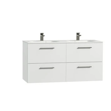 Tiger Badkamermeubel Studio 120cm Hoogglans Wit/matwit Ronde RVS Greep 4 Tiger Badkamermeubel Studio 120cm Hoogglans Wit/matwit Ronde RVS Greep - Afbeelding 2