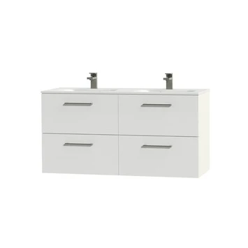 Tiger Badkamermeubel Studio 120cm Hoogglans Wit/matwit Ronde RVS Greep 5 Tiger Badkamermeubel Studio 120cm Hoogglans Wit/matwit Ronde RVS Greep - Afbeelding 3