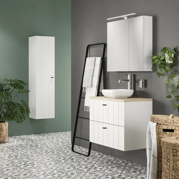 Tiger Maryport Badkamermeubelset 80 Cm Mat Wit Met Licht Eiken Wasblad, Keramische Opzetkom En Matzwarte Grepen 16 Tiger Maryport Badkamermeubelset 80 Cm Mat Wit Met Licht Eiken Wasblad, Keramische Opzetkom En Matzwarte Grepen - Afbeelding 14