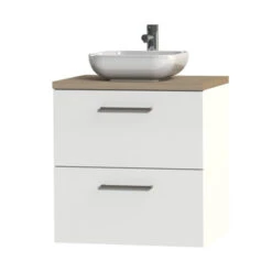 Tiger Badkamermeubel Studio 60cm Hoogglans Wit/witte Waskom Met Vierkante Greep -Badkamerartikelen Winkel 123 1444