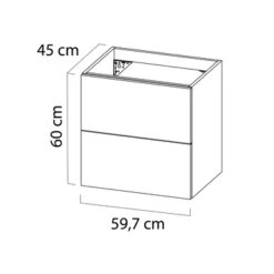 Tiger Badkamermeubel Studio 60cm Hoogglans Wit/witte Waskom Met Vierkante Greep -Badkamerartikelen Winkel 123 1450