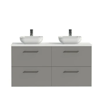 Tiger Badkamermeubel Studio 120cm Matgrijs/witte Waskom Met Ronde Greep 3 Tiger Badkamermeubel Studio 120cm Matgrijs/witte Waskom Met Ronde Greep