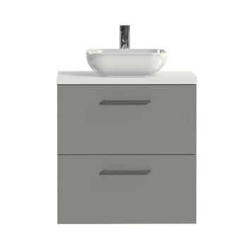 Tiger Badkamermeubel Studio 60cm Matgrijs/witte Waskom Met Vierkante Greep 3 Tiger Badkamermeubel Studio 60cm Matgrijs/witte Waskom Met Vierkante Greep