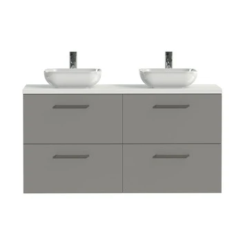 Tiger Badkamermeubel Studio 120cm Matgrijs/witte Waskom Met Vierkante Greep 3 Tiger Badkamermeubel Studio 120cm Matgrijs/witte Waskom Met Vierkante Greep