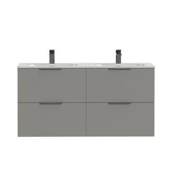 Tiger Badkamermeubel Studio 120cm Matgrijs/wit Met Profielgrepen 3 Tiger Badkamermeubel Studio 120cm Matgrijs/wit Met Profielgrepen