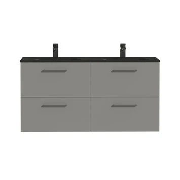 Tiger Badkamermeubel Studio 120cm Matgrijs/mat Zwart Met Vierkante Greep 3 Tiger Badkamermeubel Studio 120cm Matgrijs/mat Zwart Met Vierkante Greep