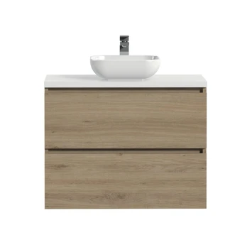 Tiger Karlo Badkamermeubelset 80 Cm Chalet Eik Met Wit Houten Wasblad En Glanzend Witte Keramische Waskom 4 Tiger Karlo Badkamermeubelset 80 Cm Chalet Eik Met Wit Houten Wasblad En Glanzend Witte Keramische Waskom - Afbeelding 2