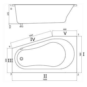 Sealskin Bad Optimo Compact Links Acryl 90x160x48 Cm 4 Sealskin Bad Optimo Compact Links Acryl 90x160x48 Cm - Afbeelding 2