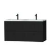Tiger Maryport Badkamermeubelset 120 Cm Mat Zwart Met Wit Glanzende Polybeton Wastafel En Matzwarte Grepen -Badkamerartikelen Winkel 123 203