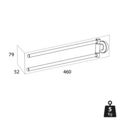 Tiger 2-armig Handdoekrek Cooper RVS/zwart -Badkamerartikelen Winkel 123 2081
