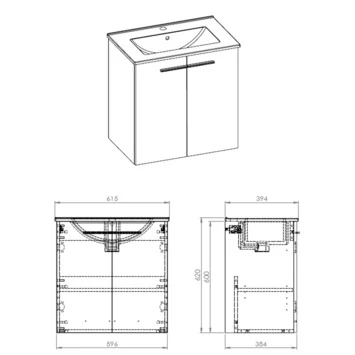 Atlantic Badmeubel Clara 60cm Twee Deuren Wit 5 Atlantic Badmeubel Clara 60cm Twee Deuren Wit - Afbeelding 3