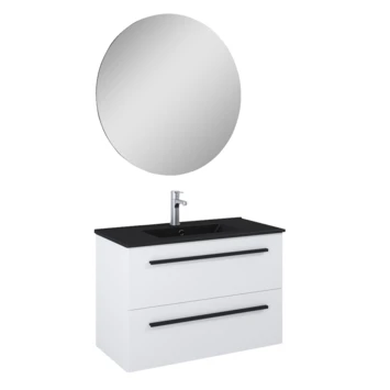 Atlantic Badmeubelset Stella Met Spiegel En Zwarte Wastafel 80cm Mat Wit 3 Atlantic Badmeubelset Stella Met Spiegel En Zwarte Wastafel 80cm Mat Wit