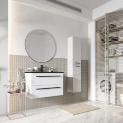 Atlantic Badmeubelset Stella Met Spiegel En Zwarte Wastafel 80cm Mat Wit 5 Atlantic Badmeubelset Stella Met Spiegel En Zwarte Wastafel 80cm Mat Wit -Badkamerartikelen Winkel 123 240