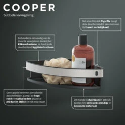 Tiger Hoekdouchemand Cooper 21 Cm RVS/zwart -Badkamerartikelen Winkel 123 2881