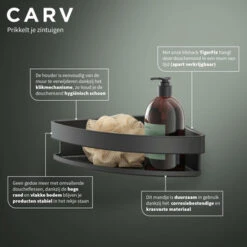 Tiger Hoekdouchemand Carv 21 Cm Zwart -Badkamerartikelen Winkel 123 2971