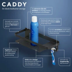 Tiger Douchemand Met Haak Caddy Zwart 18 Tiger Douchemand Met Haak Caddy Zwart -Badkamerartikelen Winkel 123 3028