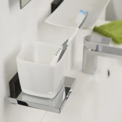 Tiger Bekerhouder Zenna Hangend Met Beker Chroom/Wengé -Badkamerartikelen Winkel 123 3186