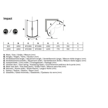 Sealskin Douchecabine Met Dubbele Swingdeur Impact Kwartrond 90x195 Cm Chroom 4 Sealskin Douchecabine Met Dubbele Swingdeur Impact Kwartrond 90x195 Cm Chroom - Afbeelding 2