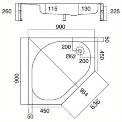 Sealskin Douchebak Optimo 5-hoek Hoekinstap Opbouw 90x90x26 Cm -Badkamerartikelen Winkel 123 4330
