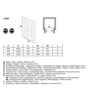 Sealskin Pendeldeur Voor Nis I AM 90x200cm RVS 8 Sealskin Pendeldeur Voor Nis I AM 90x200cm RVS - Afbeelding 6