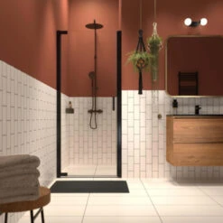 Sealskin Inc. Draaideur In Nis 100x200 Cm, 8 Mm Helder Veiligheidsglas Met Antikalklaag Mat Zwart