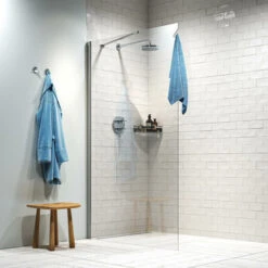 Sealskin Inloopdouche Hooked 120x200cm Hoogglans Aluminium -Badkamerartikelen Winkel 123 5269