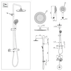 Tiger Regendoucheset Akcent Zwart/messing Incl Kraan En Handdouche Met 3 Straalstanden -Badkamerartikelen Winkel 123 5361