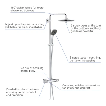 Grohe Douchesysteem Vitalio Joy 260 Cooltouch Met Thermostaatkraan Quickfix Chroom 6 Grohe Douchesysteem Vitalio Joy 260 Cooltouch Met Thermostaatkraan Quickfix Chroom - Afbeelding 4
