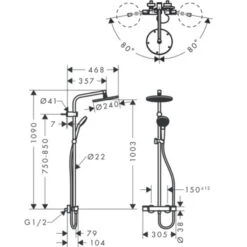 Hansgrohe Regendouche MySelect S 240 Rond Met Thermostatische Douchekraan En Handdouche -Badkamerartikelen Winkel 123 5549