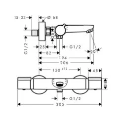 Hansgrohe Thermostatische Badkraan Versostat2 Chroom 15 Cm -Badkamerartikelen Winkel 123 594