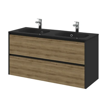 Tiger Reverse Meubelset 120 Cm Met 2 Lades Chalet Eik / Mat Zwart Inclusief Oval Wastafel Dubbel Mat Zwart 3 Tiger Reverse Meubelset 120 Cm Met 2 Lades Chalet Eik / Mat Zwart Inclusief Oval Wastafel Dubbel Mat Zwart