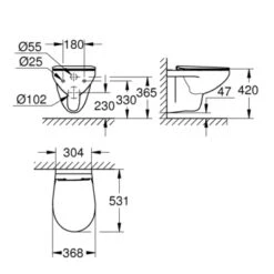 Grohe Wandcloset Bau -Badkamerartikelen Winkel 123 616