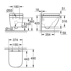 Grohe Wandcloset Ceramic Compact Verkort -Badkamerartikelen Winkel 123 629