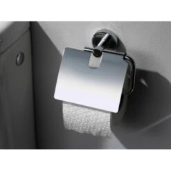 Haceka Toiletrolhouder Kosmos Tec Met Klep Chroom -Badkamerartikelen Winkel 123 6573