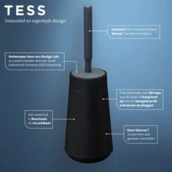 Tiger Toiletborstelhouder TESS Met Swoop Borstel Flexibel Zwart/antraciet -Badkamerartikelen Winkel 123 6751