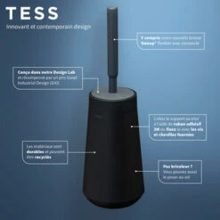 Tiger Toiletborstelhouder TESS Met Swoop Borstel Flexibel Zwart/antraciet -Badkamerartikelen Winkel 123 6753