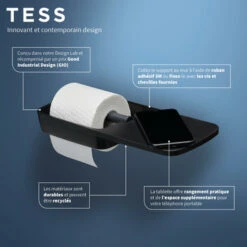 Tiger Toiletrolhouder TESS Met Planchet Zwart/antraciet -Badkamerartikelen Winkel 123 6833