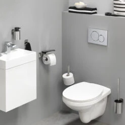 Tiger Toiletrolhouder Colar Met Plateau Chroom -Badkamerartikelen Winkel 123 6946